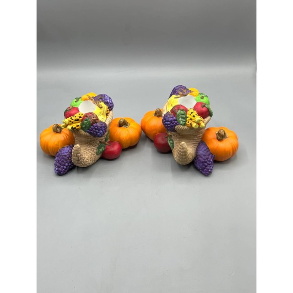 Partylite Harvest Time Cornucopia Taper Candle Holders  Thanksgiving Table Decor - Picture 6 of 10